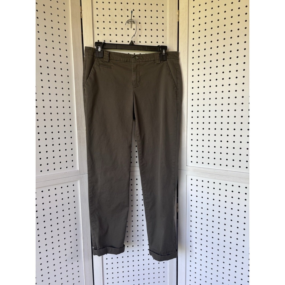 Khakis by Gap Vintage Rolled Chino Pants Women's 2 Deep Moss Green‎ Cotton Blend